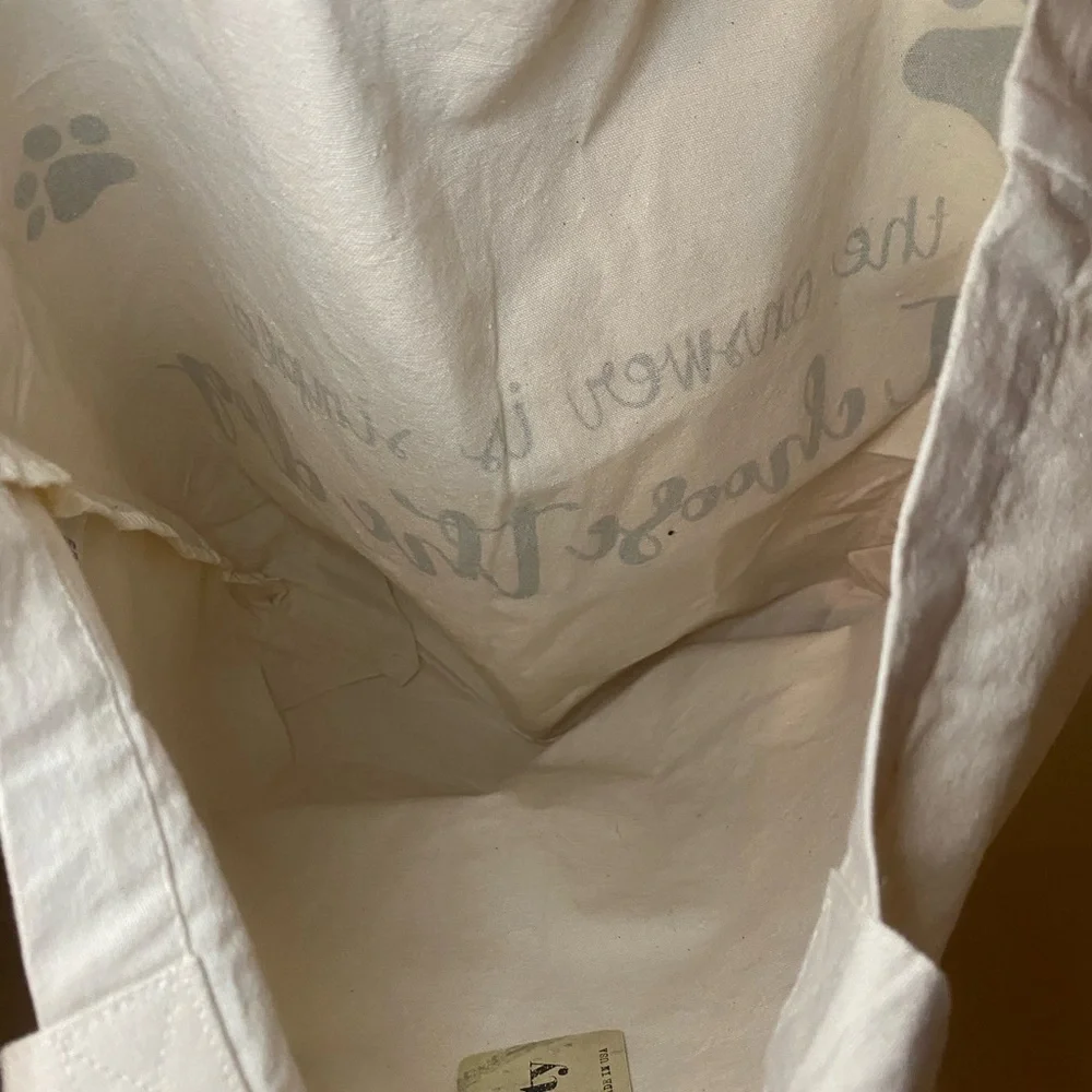 Dog Lover's Tote Bag - Cream with Black Paw Prints
